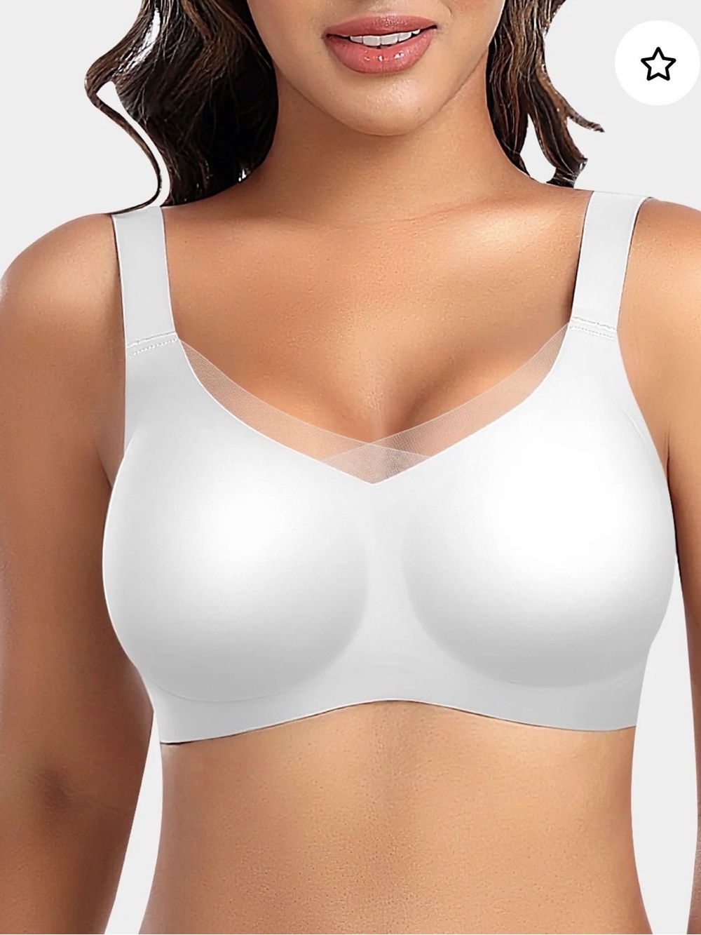Werena V-Net Mesh Front Wireless Bra Comfort Bra Large NEW White Pullover